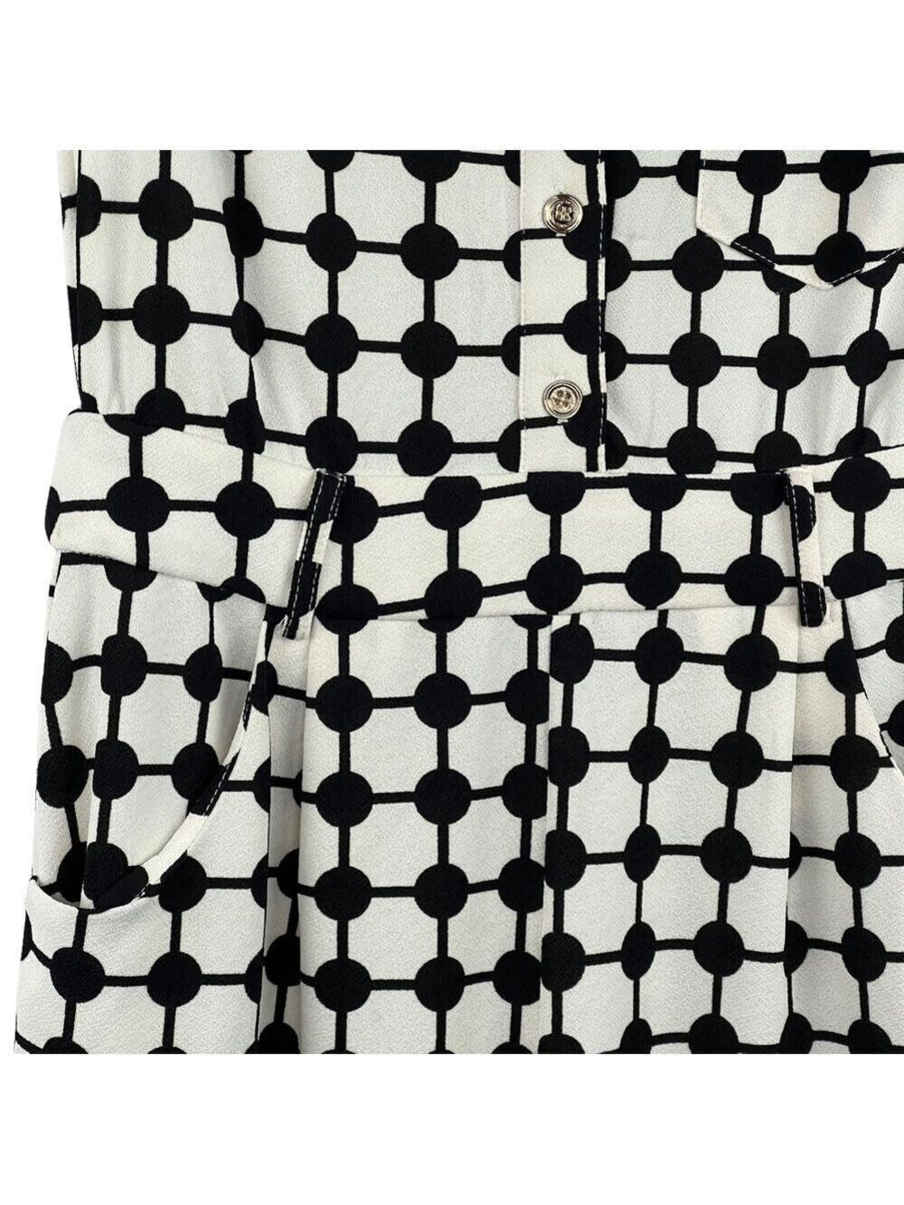 New-shop17 Black/Off White Geometric Print, Wide leg, Sleeveless S Jump Suit SM - Picture 11 of 16